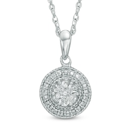 Diamond Accent Beaded Cluster Pendant in Sterling Silver