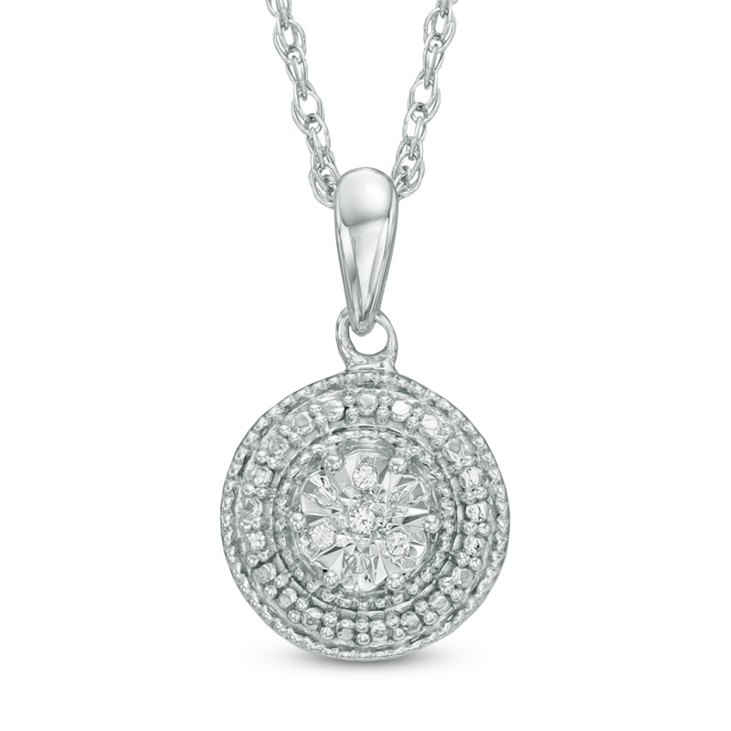 Main Image 1 of Diamond Accent Beaded Cluster Pendant in Sterling Silver