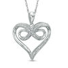 Thumbnail Image 1 of Diamond Accent Beaded Heart with Infinity Pendant in Sterling Silver