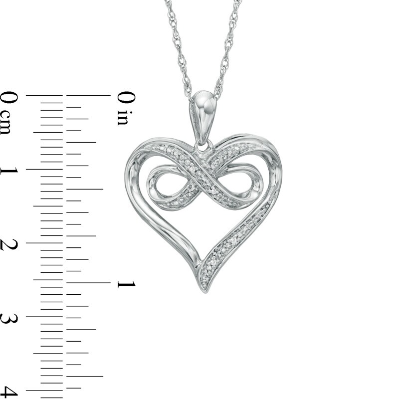 Main Image 2 of Diamond Accent Beaded Heart with Infinity Pendant in Sterling Silver