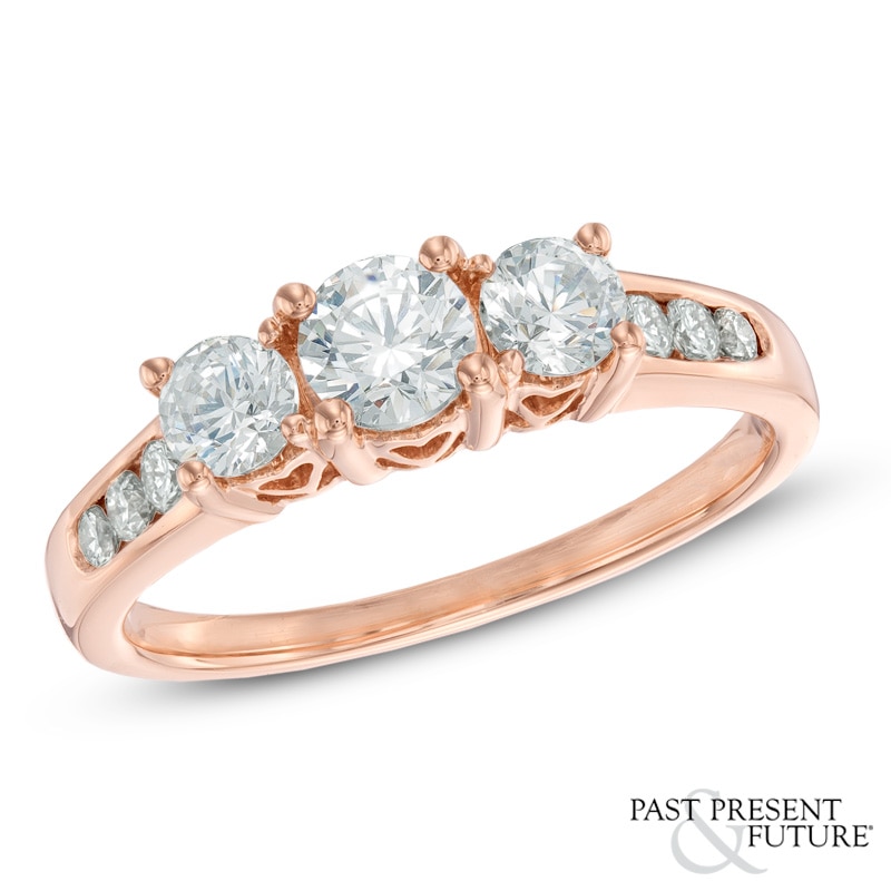 Main Image 1 of 1 CT. T.W. Diamond Past Present Future® Ring in 14K Rose Gold