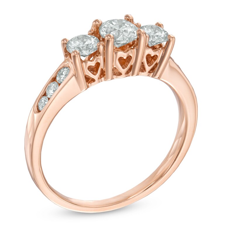 Main Image 2 of 1 CT. T.W. Diamond Past Present Future® Ring in 14K Rose Gold