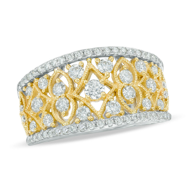 Main Image 1 of 1 CT. T.W. Diamond Geometric Lattice Ring in 14K Two-Tone Gold