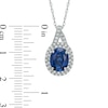 Thumbnail Image 2 of Oval Lab-Created Blue and White Sapphire Pendant in Sterling Silver
