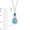 Thumbnail Image 1 of Pear-Shaped Blue Topaz and Lab-Created White Sapphire Pendant in Sterling Silver