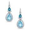 Pear-Shaped Blue Topaz and Lab-Created White Sapphire Drop Earrings in Sterling Silver
