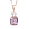 Thumbnail Image 1 of 8.0mm Square Rose de France Amethyst and Lab-Created White Sapphire Pendant in Sterling Silver with 18K Rose Gold Plate