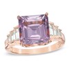 Thumbnail Image 0 of 10.0mm Rose de France Amethyst and Lab-Created White Sapphire Ring in Sterling Silver with 18K Rose Gold Plate