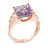Thumbnail Image 1 of 10.0mm Rose de France Amethyst and Lab-Created White Sapphire Ring in Sterling Silver with 18K Rose Gold Plate