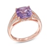 Thumbnail Image 1 of 9.0mm Rose de France Amethyst and Lab-Created White Sapphire Ring in Sterling Silver with 18K Rose Gold Plate