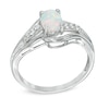 Thumbnail Image 2 of Oval Lab-Created Opal and White Sapphire Pendant, Ring and Stud Earrings Set in Sterling Silver - Size 7
