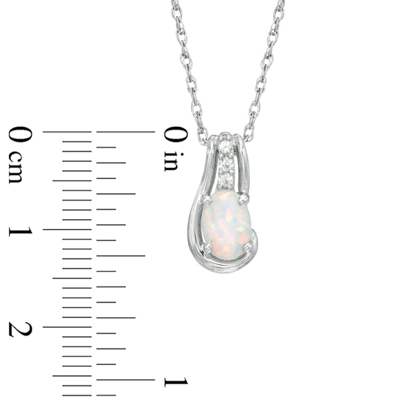 Oval Lab-Created Opal and White Sapphire Pendant, Ring and Stud Earrings Set in Sterling Silver - Size 7
