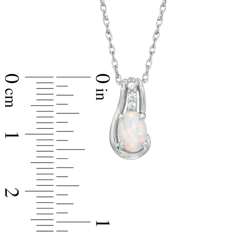 Main Image 3 of Oval Lab-Created Opal and White Sapphire Pendant, Ring and Stud Earrings Set in Sterling Silver - Size 7