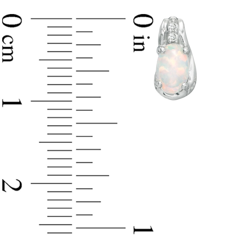 Main Image 4 of Oval Lab-Created Opal and White Sapphire Pendant, Ring and Stud Earrings Set in Sterling Silver - Size 7