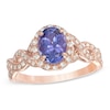 Thumbnail Image 1 of Oval Tanzanite and 1/5 CT. T.W. Diamond Ring in 10K Rose Gold
