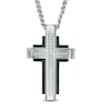 Thumbnail Image 0 of Men's Diamond Accent Cross Pendant in Two-Tone Stainless Steel - 24"