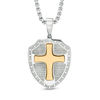 Thumbnail Image 0 of Men's Lord's Prayer Shield Pendant in Two-Tone Stainless Steel - 24"