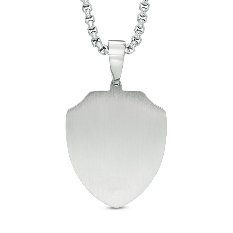 Men's Lord's Prayer Shield Pendant in Two-Tone Stainless Steel - 24"