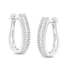 Thumbnail Image 0 of 1/2 CT. T.W. Baguette and Round Diamond Hoop Earrings in 10K White Gold