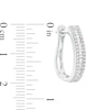 Thumbnail Image 1 of 1/2 CT. T.W. Baguette and Round Diamond Hoop Earrings in 10K White Gold
