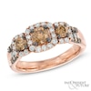 Thumbnail Image 0 of 1-1/2 CT. T.W. Champagne and White Diamond Past Present Future® Ring in 14K Rose Gold