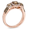 Thumbnail Image 1 of 1-1/2 CT. T.W. Champagne and White Diamond Past Present Future® Ring in 14K Rose Gold