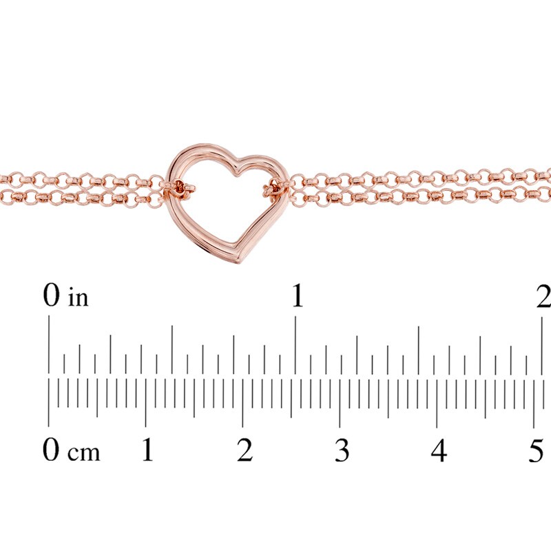 Main Image 2 of Double Strand Heart Anklet in 14K Rose Gold - 10"