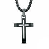 Thumbnail Image 1 of Men's Diamond Accent Cross Pendant in Black IP Stainless Steel - 24"