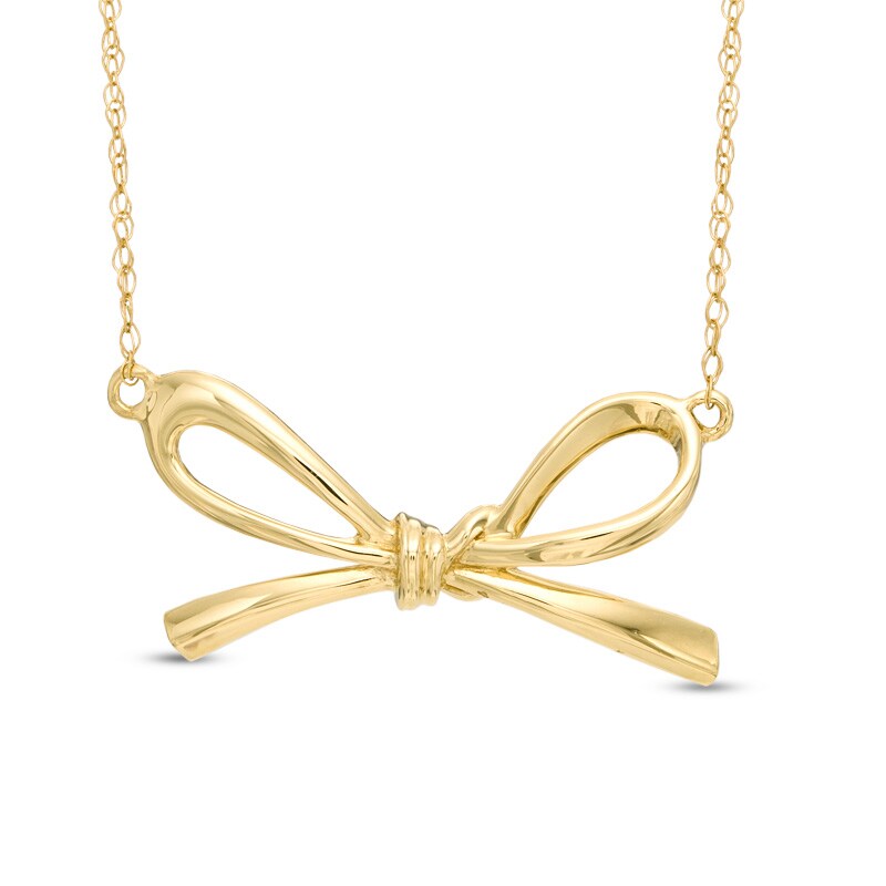 Main Image 1 of Bow Necklace in 10K Gold
