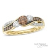 Thumbnail Image 0 of 1 CT. T.W. Champagne and White Diamond Bypass Past Present Future® Ring in 14K Gold