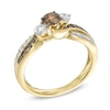 Thumbnail Image 1 of 1 CT. T.W. Champagne and White Diamond Bypass Past Present Future® Ring in 14K Gold