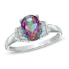 Oval Mystic Fire® Topaz and Diamond Accent Ring in 10K White Gold