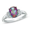Thumbnail Image 1 of Oval Mystic Fire® Topaz and Diamond Accent Ring in 10K White Gold