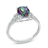 Thumbnail Image 1 of Oval Mystic Fire® Topaz and Diamond Accent Ring in 10K White Gold