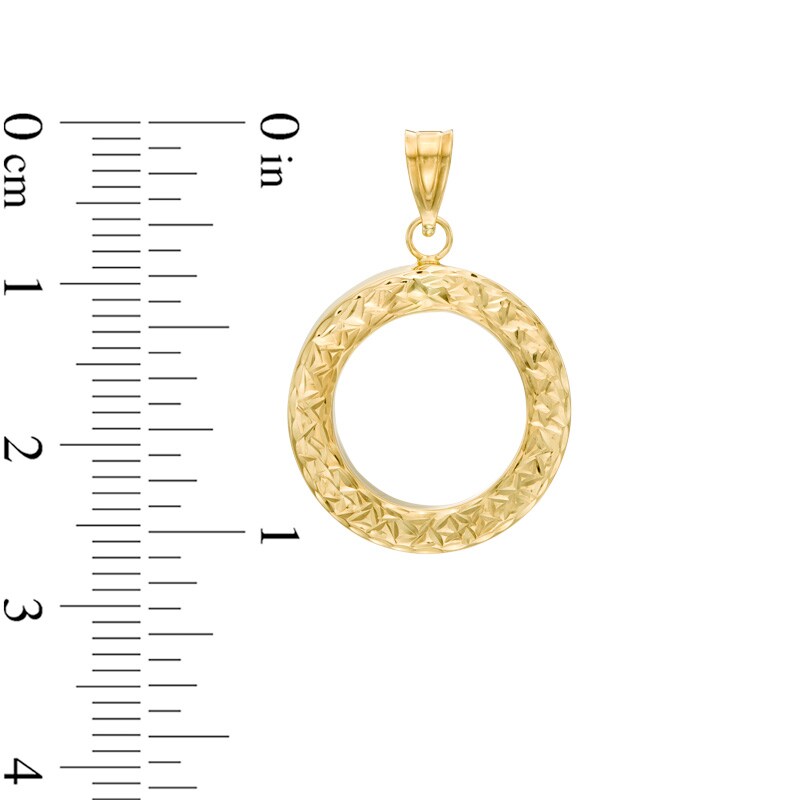 Main Image 2 of Diamond-Cut Circle Necklace Charm in 14K Gold