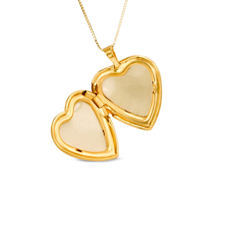 Main Image 3 of Diamond-Cut "I Love You" Rose Heart Locket Necklace Charm in 14K Gold