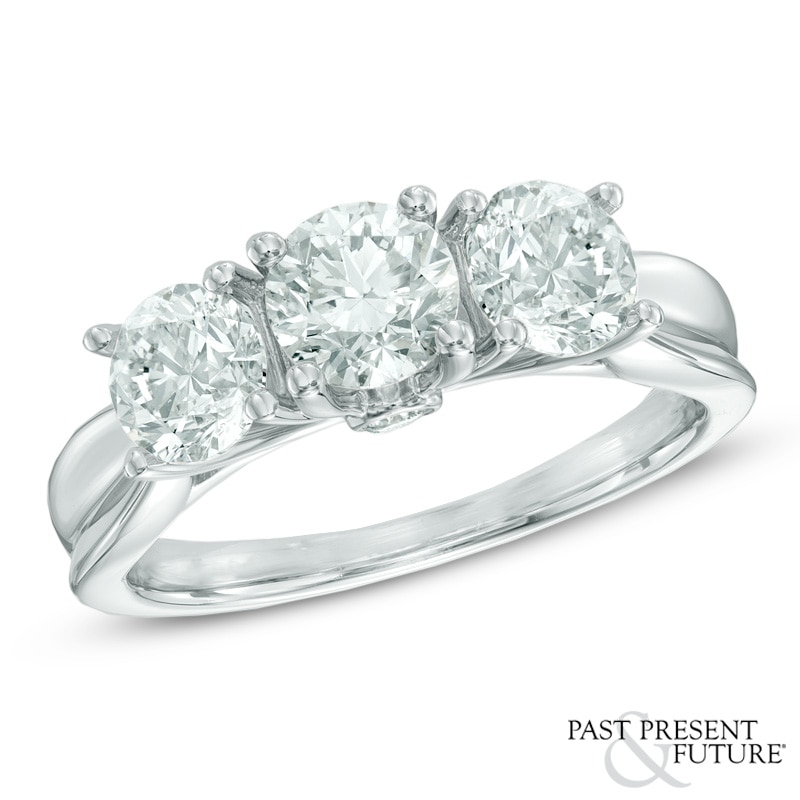 2 CT. T.W. Certified Diamond Past Present Future® Ring in 14K White Gold (I/I2)