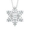 Thumbnail Image 1 of Lab-Created White Sapphire Snowflake Pendant in Sterling Silver