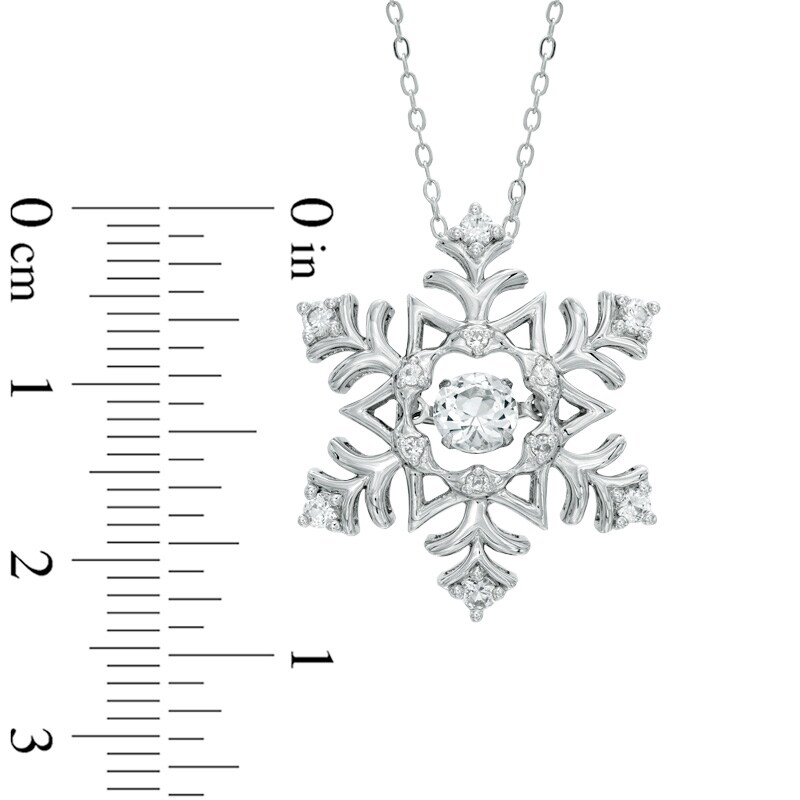 Main Image 2 of Lab-Created White Sapphire Snowflake Pendant in Sterling Silver