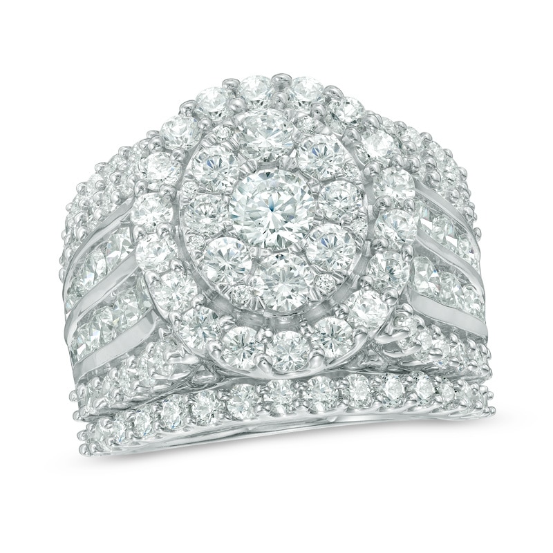 Main Image 1 of 5 CT. T.W. Composite Diamond Oval Frame Three Piece Bridal Set in 14K White Gold