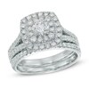 Thumbnail Image 0 of 1-1/2 CT. T.W. Certified Canadian Diamond Double Frame Bridal Set in 14K White Gold (I/I2)