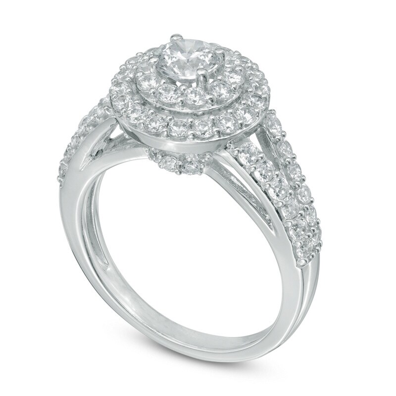 Main Image 2 of 1-3/4 CT. T.W. Diamond Frame Split Shank Engagement Ring in 14K White Gold
