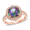 Thumbnail Image 0 of Mystic Fire® Topaz and Lab-Created White Sapphire Frame Ring in Sterling Silver with 14K Rose Gold Plate