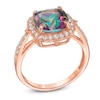 Thumbnail Image 1 of Mystic Fire® Topaz and Lab-Created White Sapphire Frame Ring in Sterling Silver with 14K Rose Gold Plate