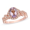Thumbnail Image 0 of Oval Rose de France Amethyst and 1/5 CT. T.W. Diamond Ring in 10K Rose Gold