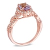 Thumbnail Image 1 of Oval Rose de France Amethyst and 1/5 CT. T.W. Diamond Ring in 10K Rose Gold