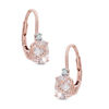 Thumbnail Image 1 of Oval Morganite and Diamond Accent Drop Earrings in 10K Rose Gold