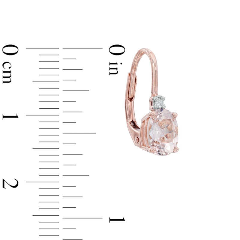 Main Image 2 of Oval Morganite and Diamond Accent Drop Earrings in 10K Rose Gold