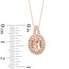 Thumbnail Image 2 of Oval Morganite, Pink Tourmaline and 1/6 CT. T.W. Diamond Double Frame Pendant in 10K Rose Gold