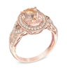 Thumbnail Image 1 of Oval Morganite and 1/4 CT. T.W. Champagne and White Diamond Frame Ring in 10K Rose Gold